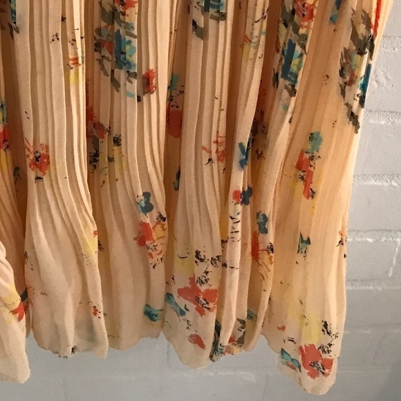 Vintage Mini Dress Retro Vibe Floral Flowy Chiffon Pearl Fairy Coquette M - Picture 2 of 6